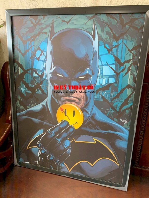 Tranh in trên vải Canvas nhân vật Người Dơi Batman, đóng khung viền đen - INKTS1953