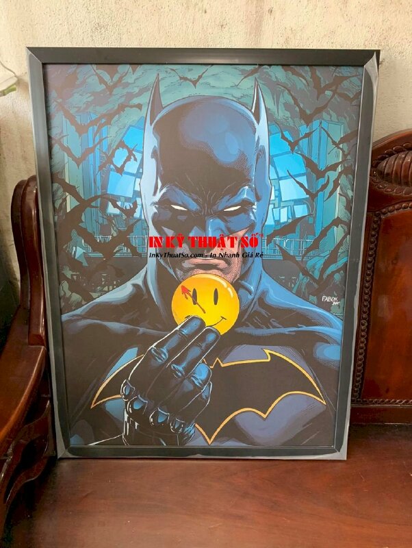 Tranh in trên vải Canvas nhân vật Người Dơi Batman, đóng khung viền đen - INKTS1953