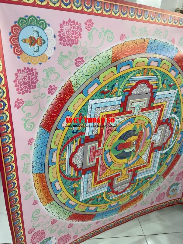 Tranh Mandala Kalachakra 120cm tranh treo tường Silk mực dầu bóng - INKTS1999