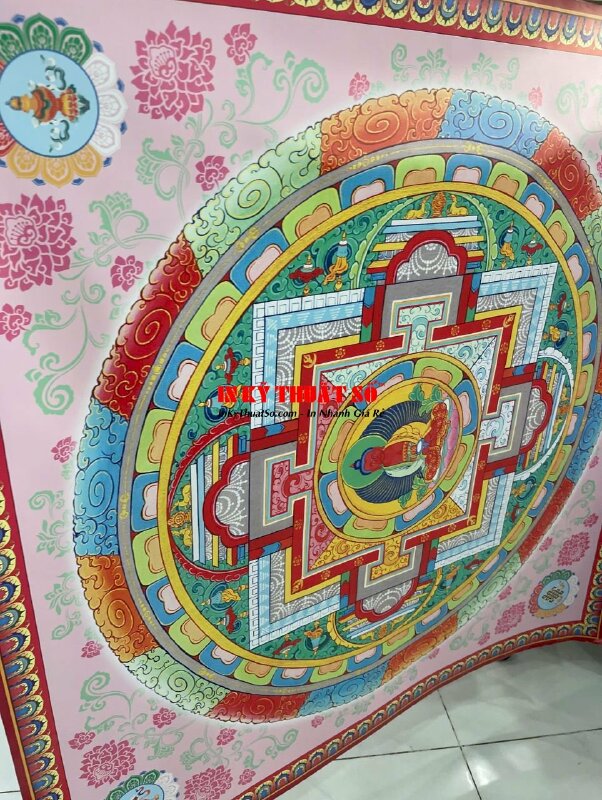 Tranh Mandala Kalachakra 120cm tranh treo tường Silk mực dầu bóng - INKTS1999