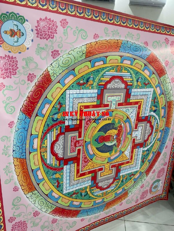 Tranh Mandala Kalachakra 120cm tranh treo tường Silk mực dầu bóng - INKTS1999