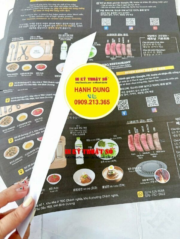 Giấy lót bàn ăn nhà hàng BBQ được in theo yêu cầu