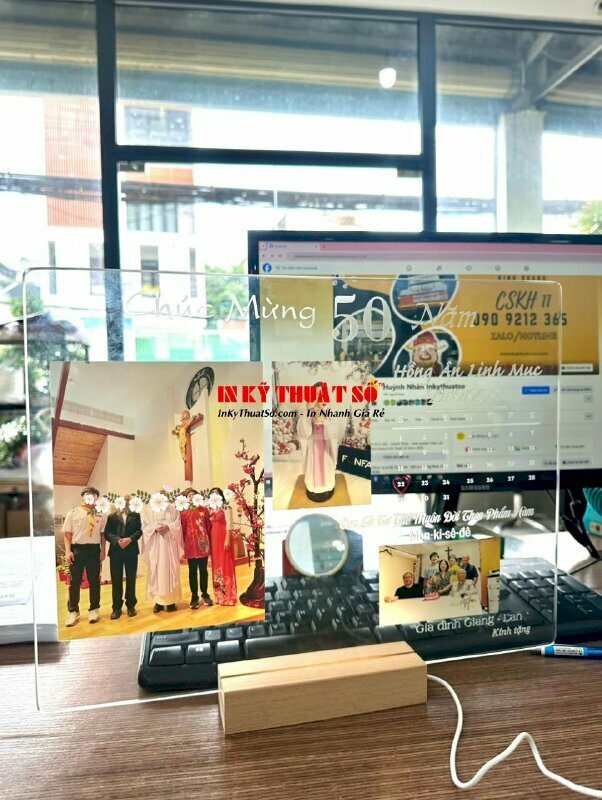 In ảnh pha lê để bàn