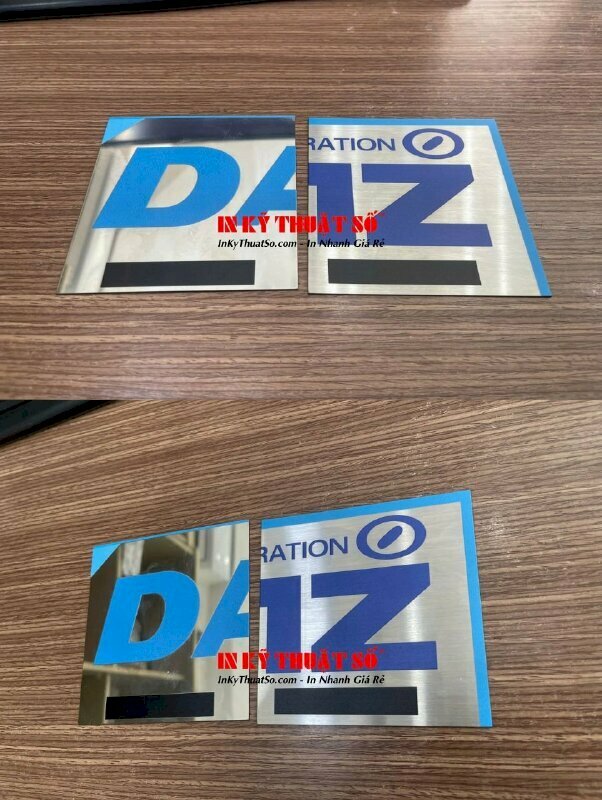 In bảng tên công ty theo yêu cầu chất liệu inox xước bóng màu bạc