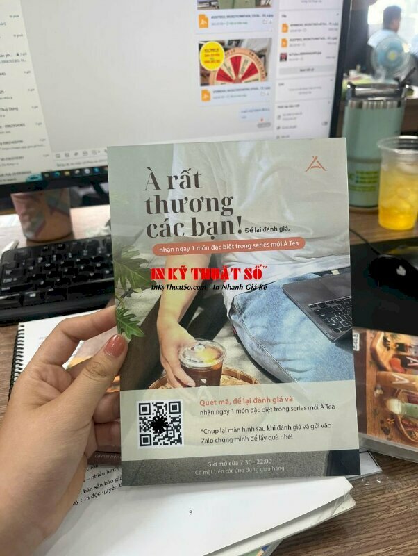In tờ rơi A5 số lượng ít, tờ rơi thông tin chương trình khuyến mãi gắn standee để bàn A5 tại quán cà phê