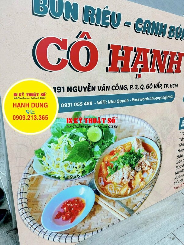 In bảng menu treo tường Formex cho quán bún riêu canh bún - INKTS2026