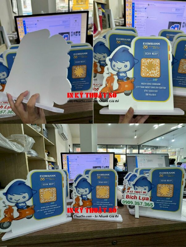 In bảng Standee quét mã QR code, standee để bàn mô hình Brand mascot - INKTS2045