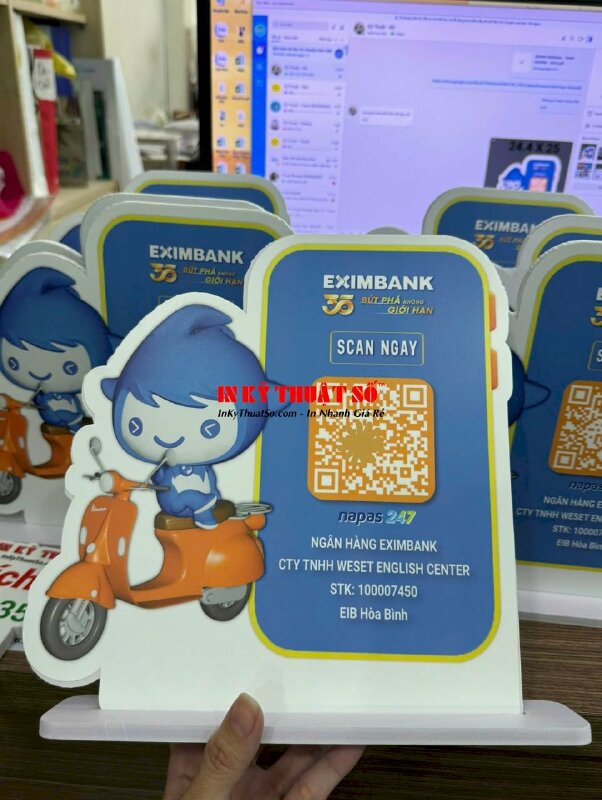 In bảng Standee quét mã QR code, standee để bàn mô hình Brand mascot - INKTS2045