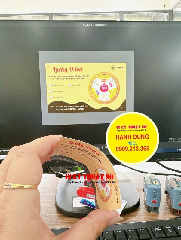 In card Voucher phiếu quà tặng, làm Voucher số lượng ít cho quán trà ô long nguyên bản - INKTS2031