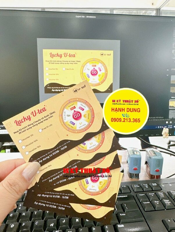 In card Voucher phiếu quà tặng, làm Voucher số lượng ít cho quán trà ô long nguyên bản - INKTS2031