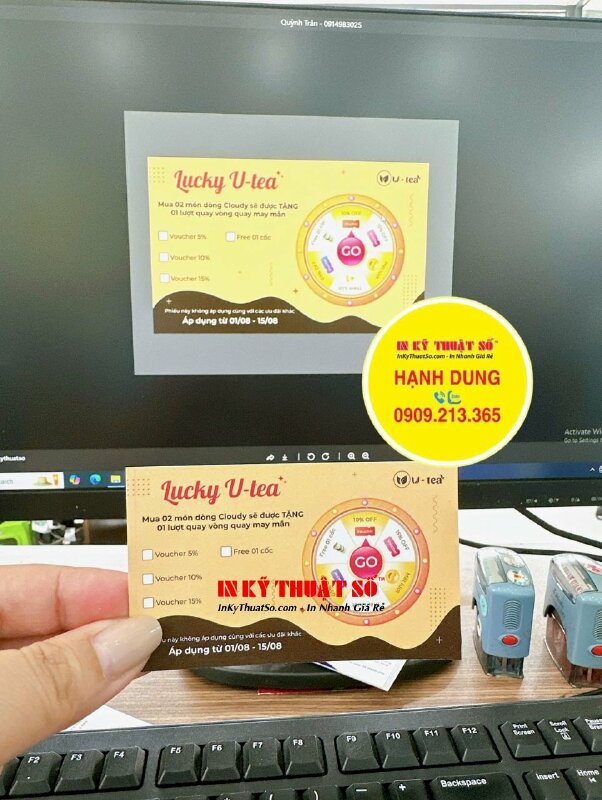 In card Voucher phiếu quà tặng, làm Voucher số lượng ít cho quán trà ô long nguyên bản - INKTS2031