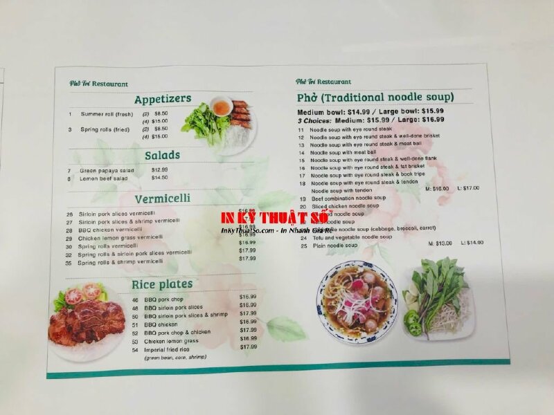 In menu quán phở - In Kỹ Thuật Số Since 2006 - Ảnh: 2