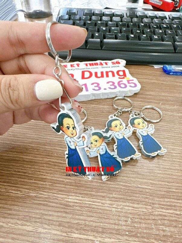 In móc khóa Chibi Aikido, móc khóa Mica in UV cắt CNC theo hình - INKTS2093