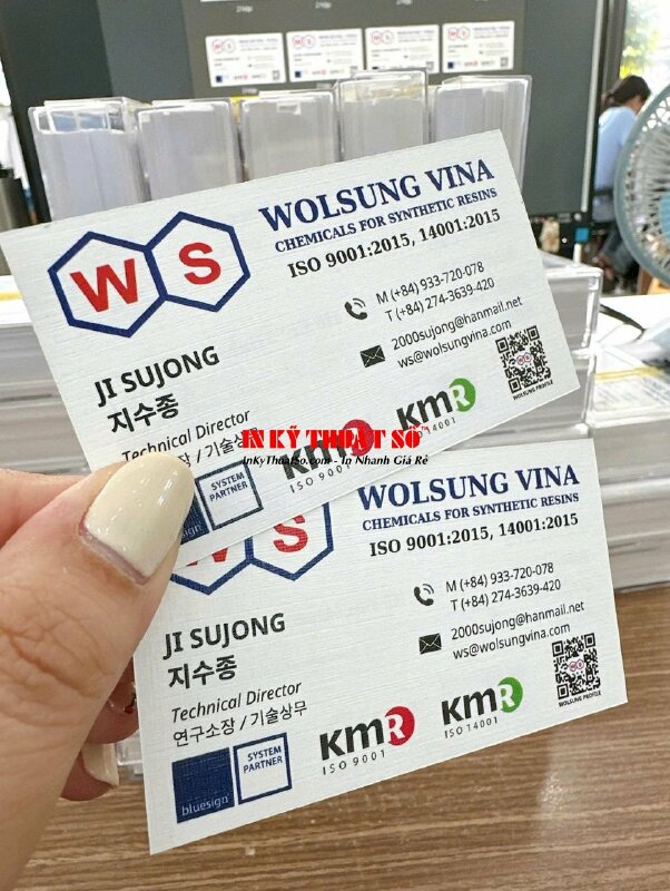 In name card giấy mỹ thuật K02 250gsm có vân, name card công ty hoá chất cho ngành dệt và ngành gỗ - INKTS2084