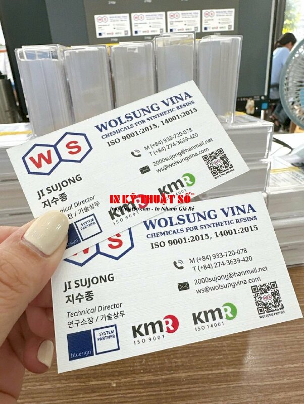 In name card giấy mỹ thuật K02 250gsm có vân, name card công ty hoá chất cho ngành dệt và ngành gỗ - INKTS2084