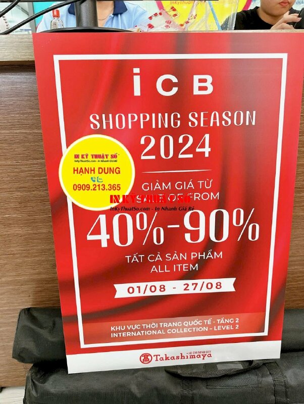 In Poster quảng cáo bằng Foam thông tin khuyến mãi Shopping Season giảm giá - INKTS2025