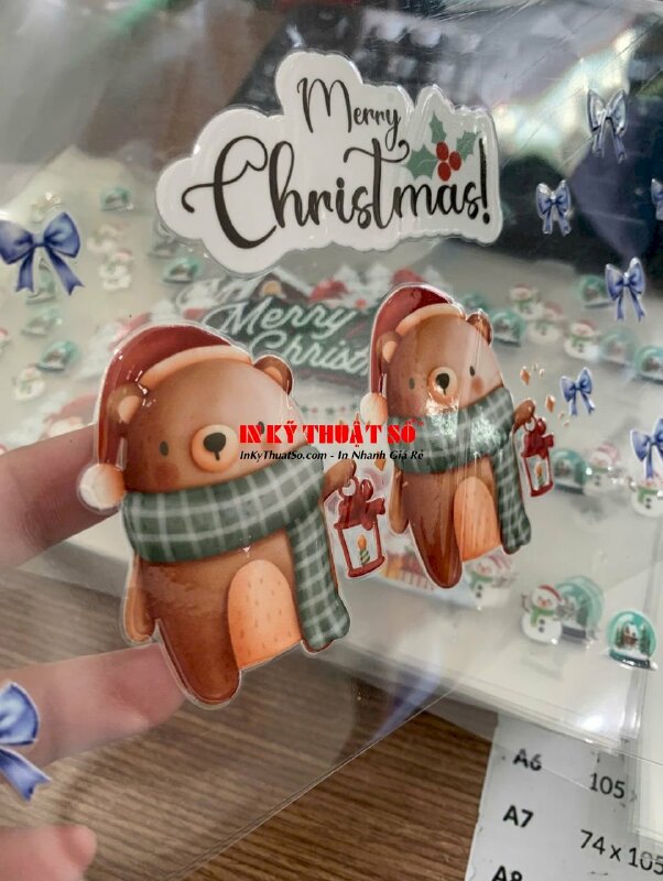 In Sticker UV DTF chủ đề Giáng Sinh, sticker Merry Christmas dán lên ly, hộp thủy tinh - INKTS2161