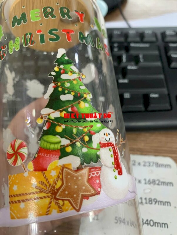 In Sticker UV DTF chủ đề Giáng Sinh, sticker Merry Christmas dán lên ly, hộp thủy tinh - INKTS2161