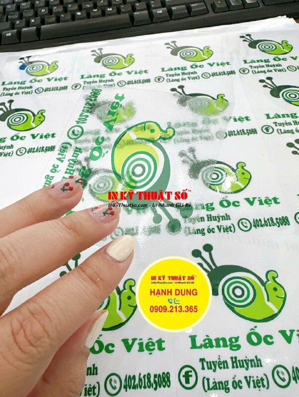 In tem quán ốc Decal trong hình vuông dán hộp nhựa đựng đồ ăn Take Away, hàng gửi đi California Mỹ từ TPHCM - INKTS2097