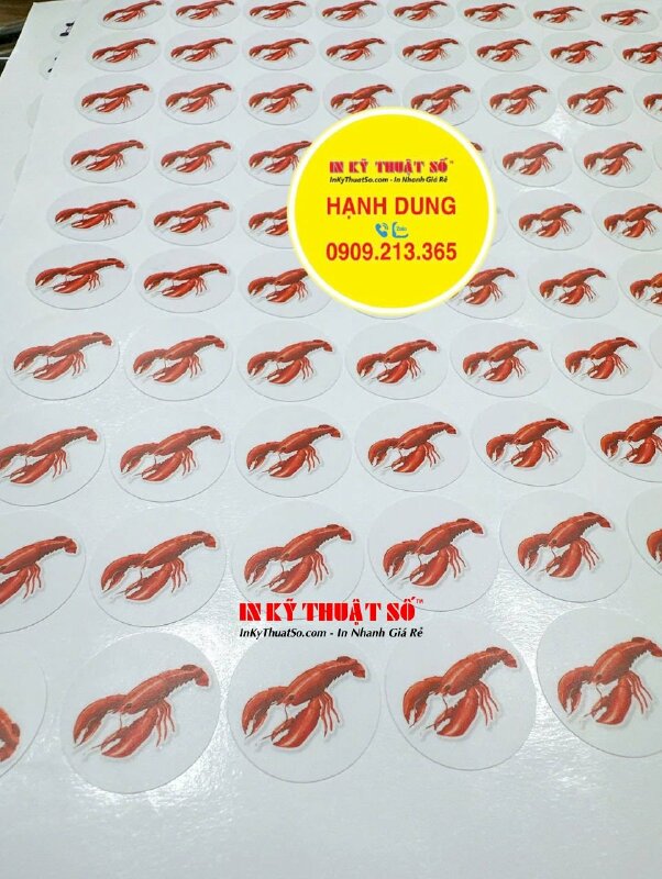 In tem sticker tròn hình dán tôm hùm Lobster, tem tròn đường kính 2.5cm Decal sữa, bế theo viền từng tem - INKTS2095