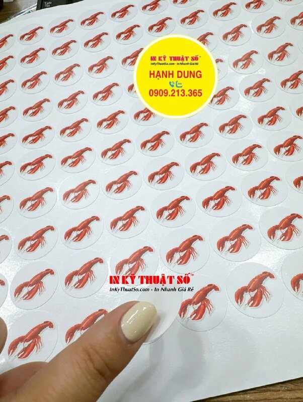 In tem sticker tròn hình dán tôm hùm Lobster, tem tròn đường kính 2.5cm Decal sữa, bế theo viền từng tem - INKTS2095