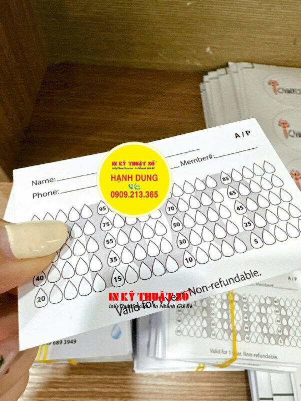 In thẻ Membership Card tích điểm cho tiệm Nails, in giấy mỹ thuật Econo, hàng gửi đi Mỹ từ TPHCM - INKTS2128