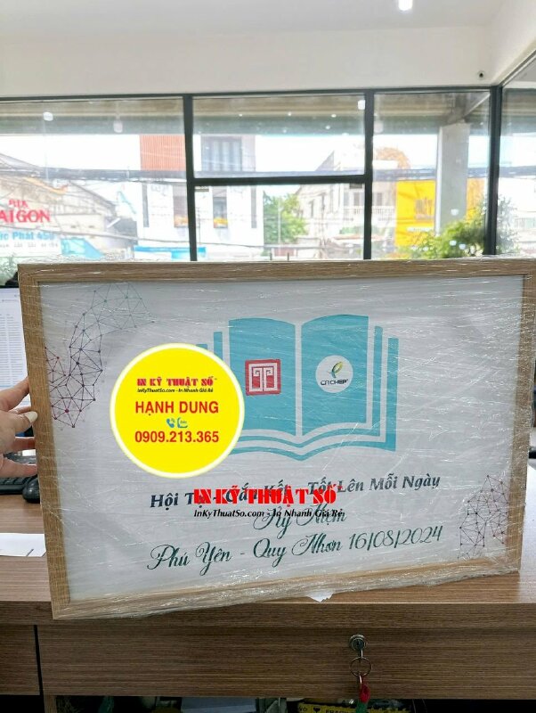 In tranh dấu vân tay kỷ niệm Tour Team Building công ty, tranh Canvas dầu mờ, đóng khung gỗ viền 60x40cm - INKTS2091