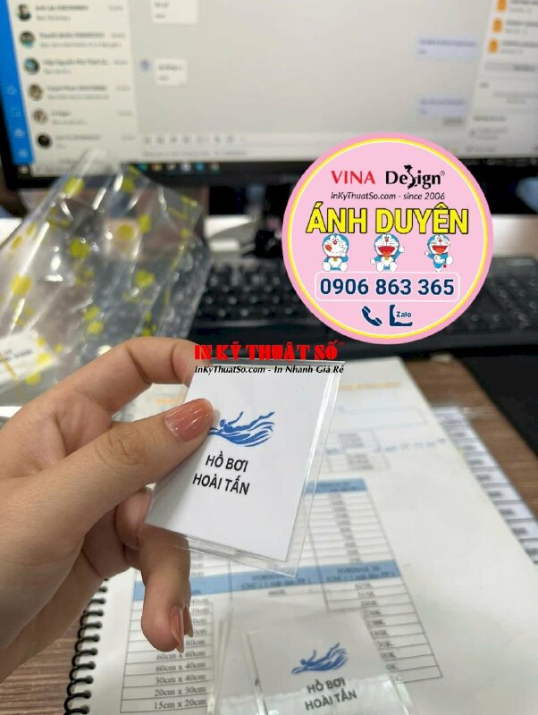 In vé hồ bơi từ giấy C300gsm in 2 mặt, in ép plastic phiếu giấy giá vé hình vuông 5x5cm - INKTS2102