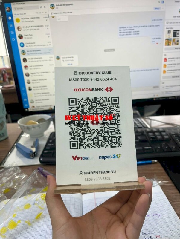 Làm bảng Mica QR code quét mã thanh toán ngân hàng để bàn thu ngân - INKTS2061