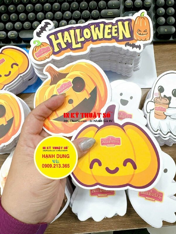 In mô hình PP Formax Halloween pumpkin bí ngô, bóng ma trang trí cửa hàng, lớp học Anh ngữ, mầm non, công ty - INKTS2646