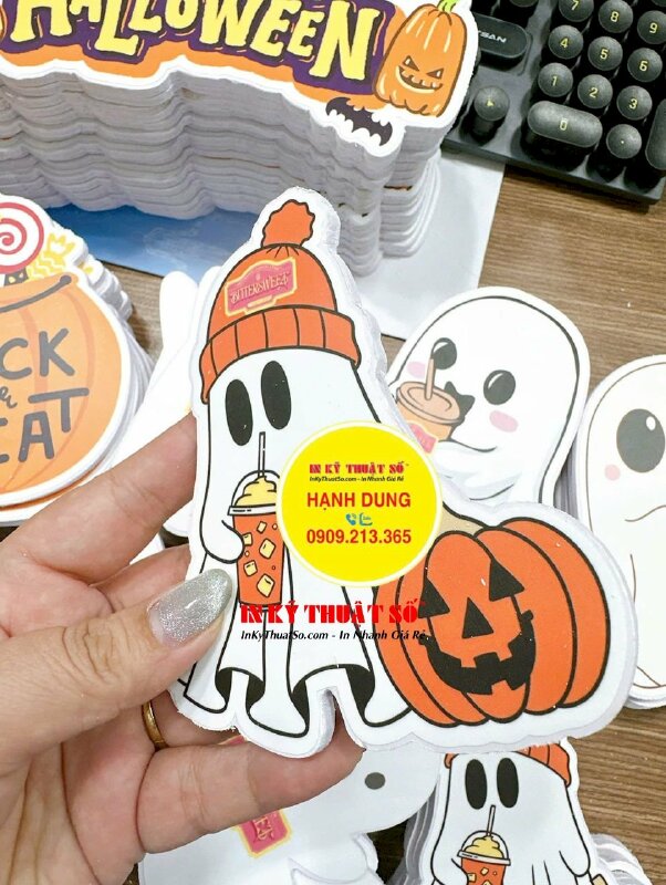 In mô hình PP Formax Halloween pumpkin bí ngô, bóng ma trang trí cửa hàng, lớp học Anh ngữ, mầm non, công ty - INKTS2646