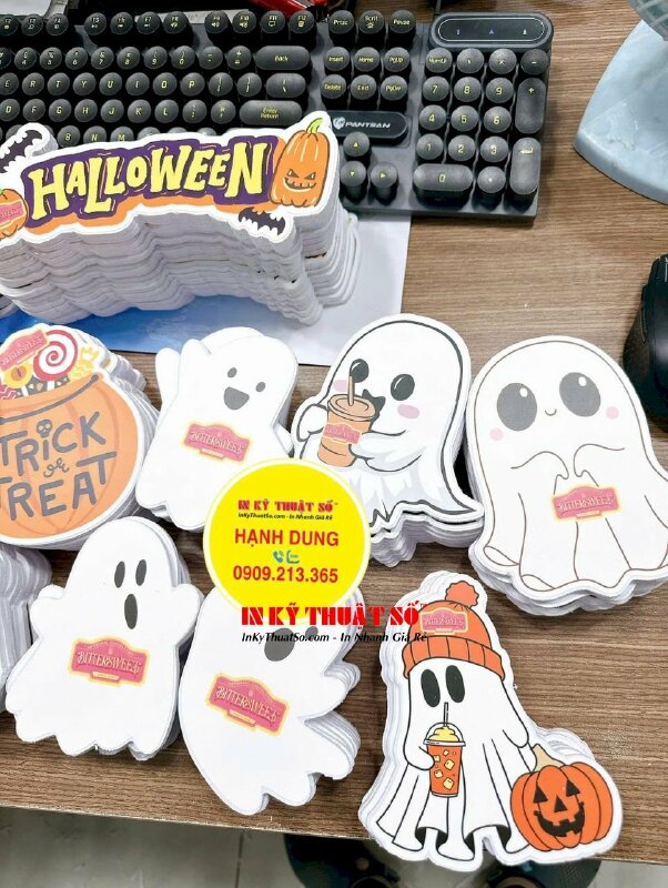 In mô hình PP Formax Halloween pumpkin bí ngô, bóng ma trang trí cửa hàng, lớp học Anh ngữ, mầm non, công ty - INKTS2646