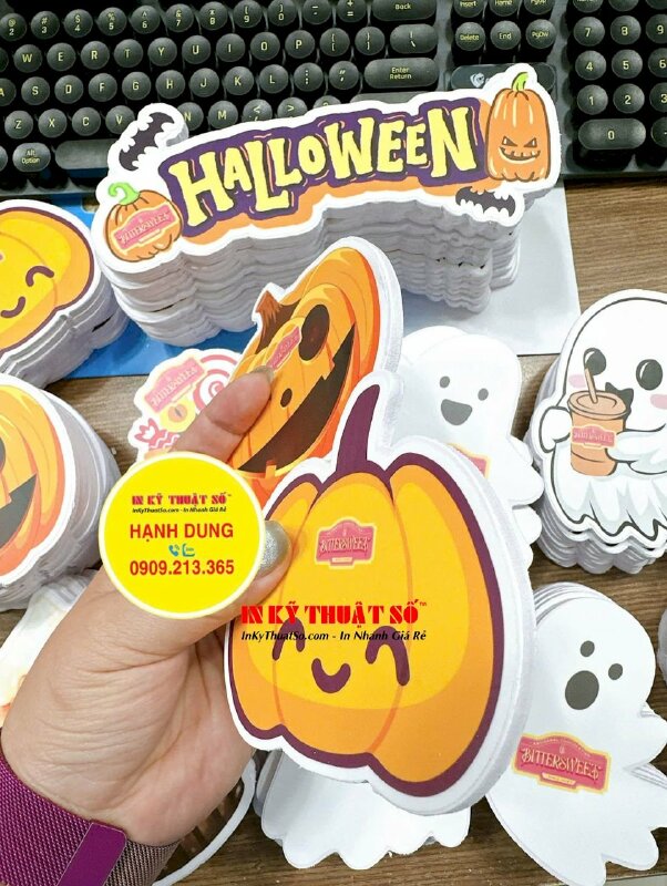 In mô hình PP Formax Halloween pumpkin bí ngô, bóng ma trang trí cửa hàng, lớp học Anh ngữ, mầm non, công ty - INKTS2646