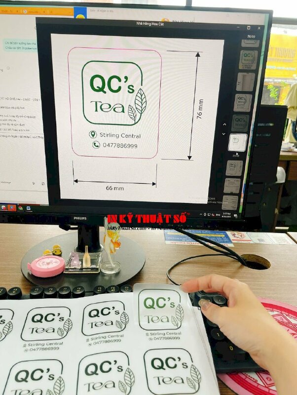 In tem trong Decal logo quán trà dán lên ly giấy, hàng gửi đi Úc từ TPHCM - INKTS2171