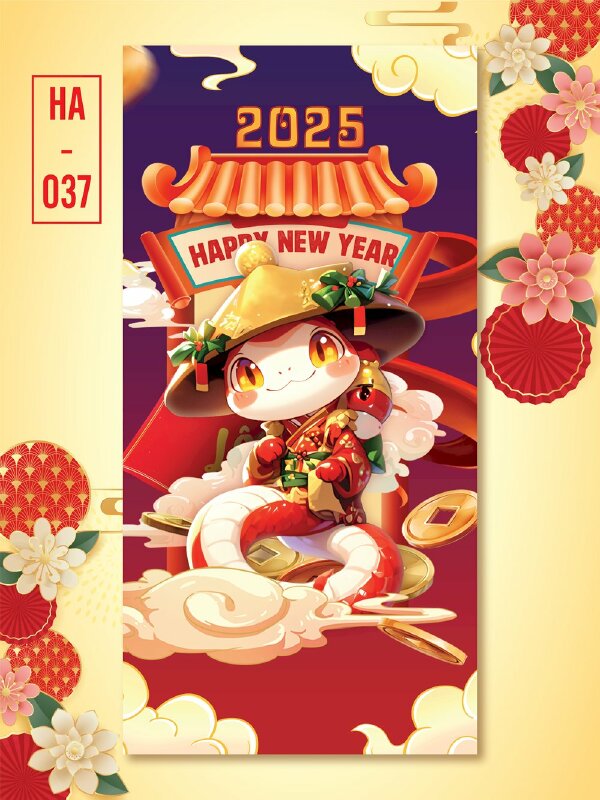 In bao lì xì chi bi Bé Rắn Happy New Year 2025 - Mã HA037 - INKTS2675