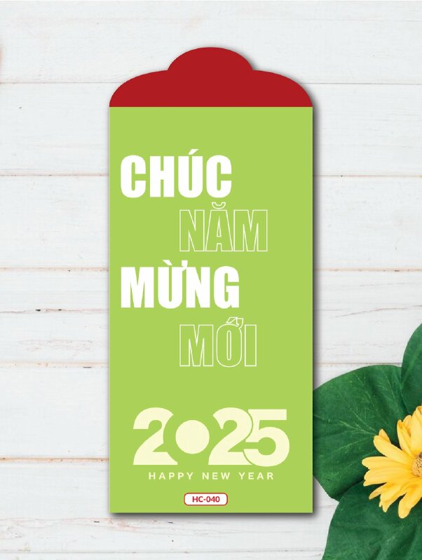 In phong bì lì xì màu xanh cốm Chúc Mừng Năm Mới - Mã HC040 - INKTS2436