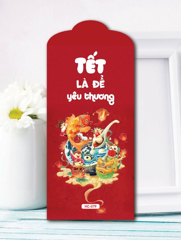 Thiết kế bao lì xì đỏ Tết Là Để Yêu Thương - Mã HC079 - INKTS2576