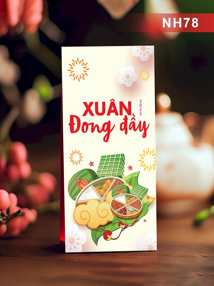 Thiết kế lì xì bánh chưng xanh Xuân Đong Đầy - Mã NH78 - INKTS2692