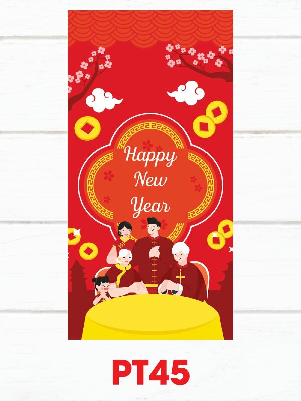 In bao lì xì năm mới Happy New Year - Mã PT45 - INKTS2501