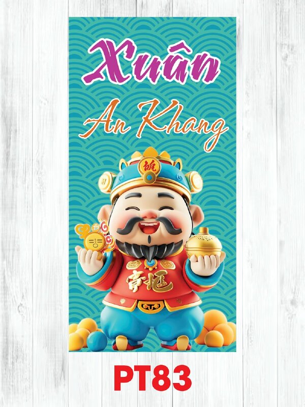 In bao lì xì màu xanh Xuân An Khang Thần Tài Chibi - Mã PT83 - INKTS2539