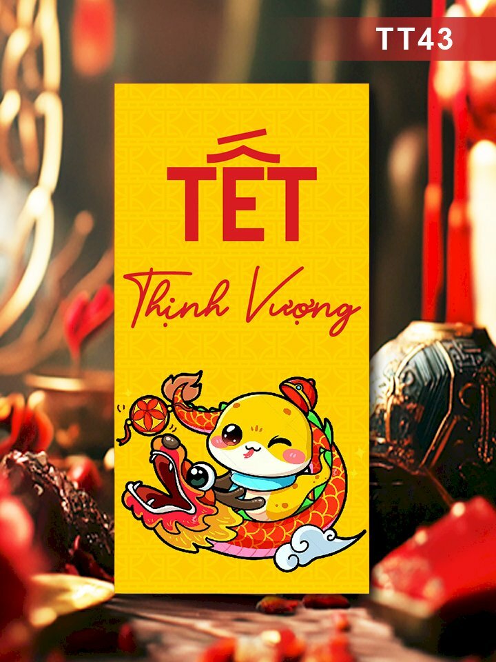 Thiết kế bao lì xì màu vàng Tết Thịnh Vượng - Mã TT43 - INKTS2660