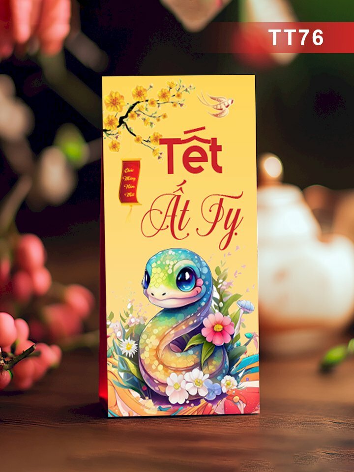 In bao lì xì màu vàng Tết Ất Tỵ - Mã TT76 - INKTS2693