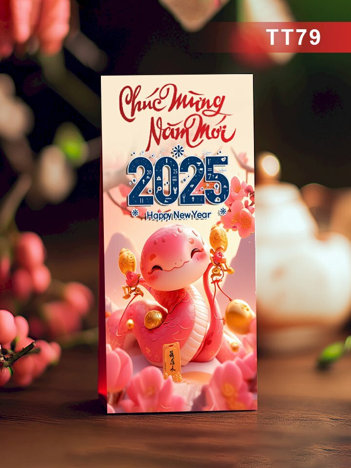 Thiết kế bao lì xì màu hồng cute Rắn Ất Tỵ 2025 Chúc Mừng Năm Mới - Mã TT79 - INKTS2696