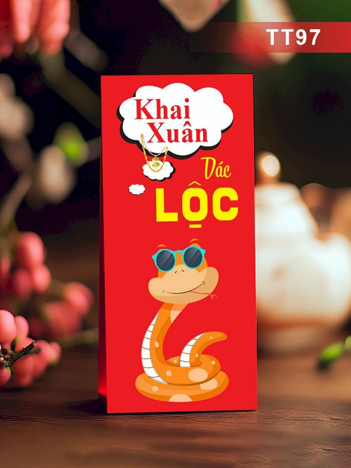 In bao lì xì đơn giản Khai Xuân Đắc Lộc - Mã TT97 - INKTS2714