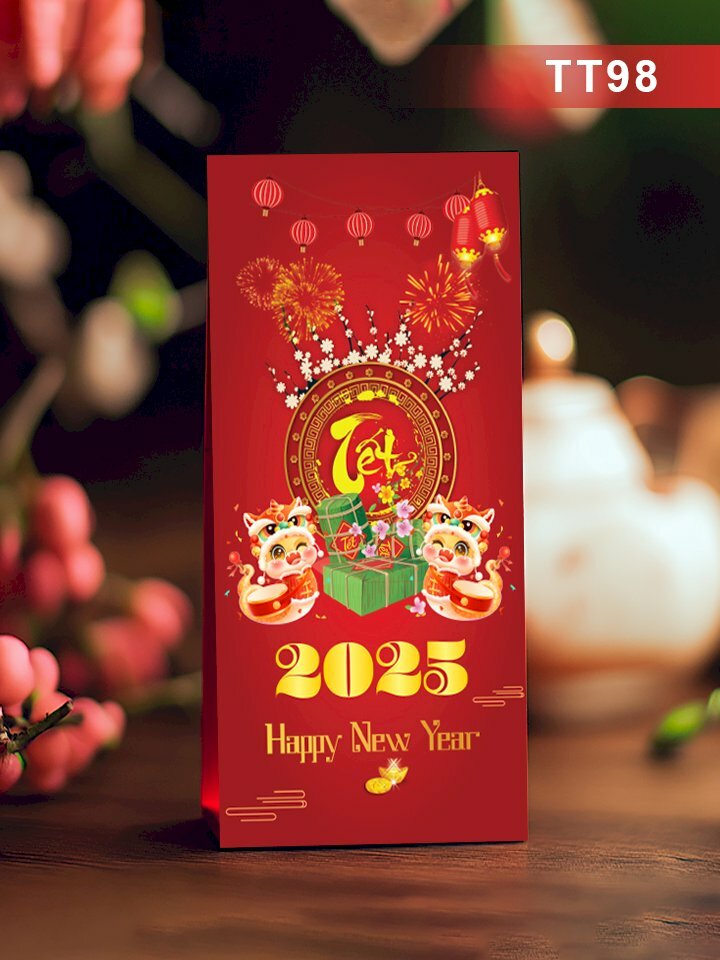 In bao lì xì sang trọng Tết 2025 Happy New Year - Mã TT98 - INKTS2715