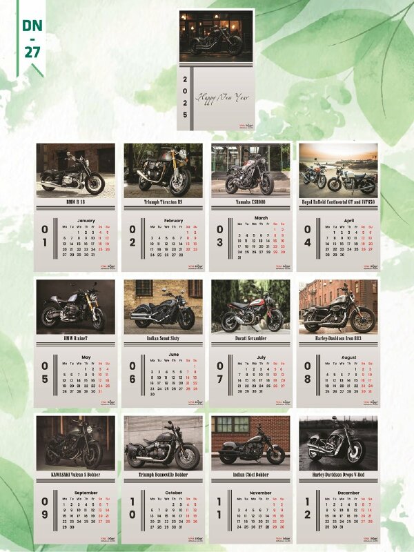 Lịch để bàn đứng chữ A thiết kế chủ đề Dark Motorcycle - Mã DN27 - INKTS2380