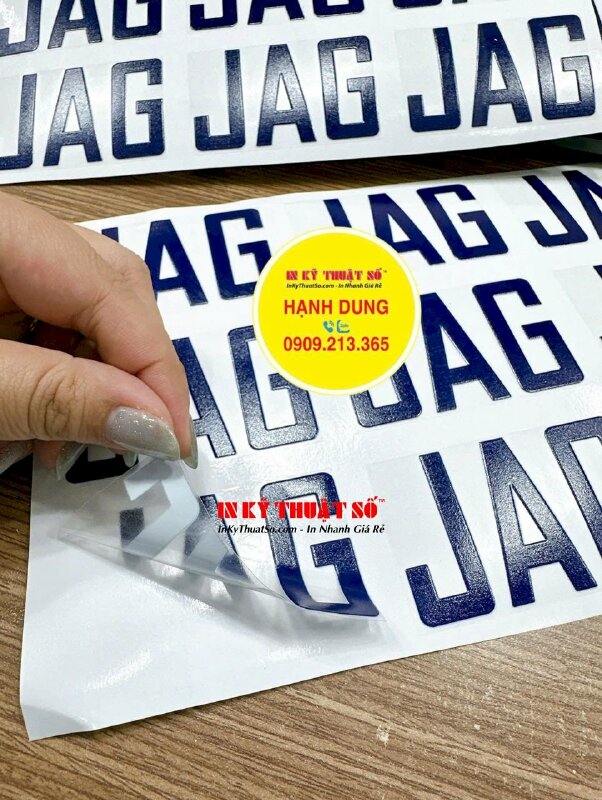 Tem Decal trong in UV, lót trắng vị trí in, bế tem Demi - INKTS2656