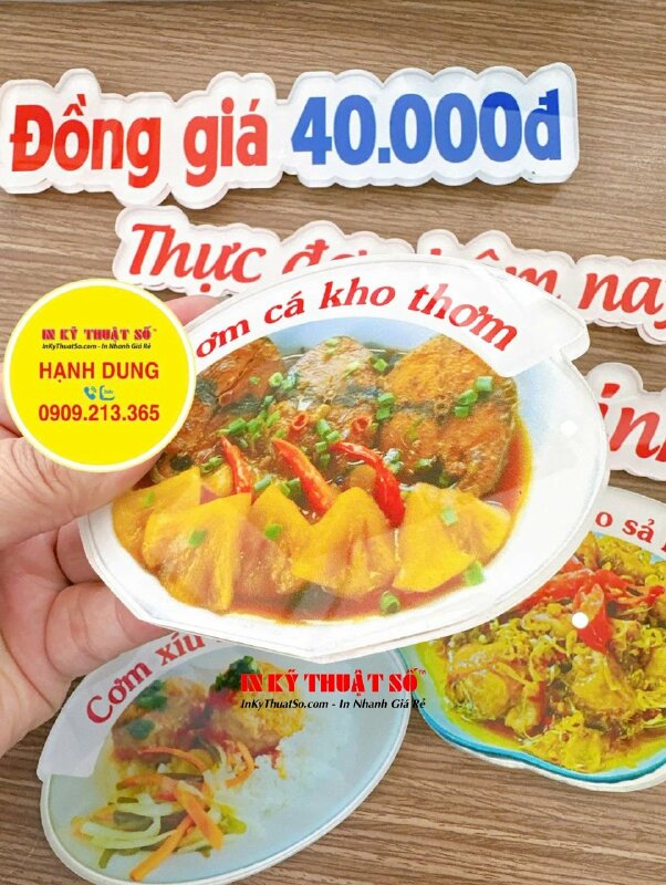 Bảng mica món ăn, bảng giá mica có gắn nam châm, in UV lên mica Mica trong 5li - INKTS2785