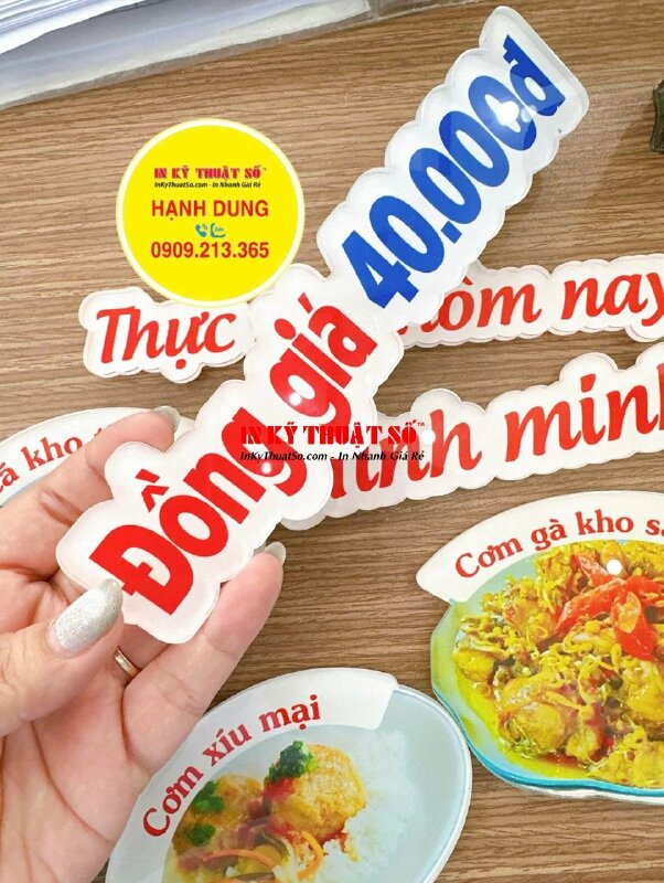 Bảng mica món ăn, bảng giá mica có gắn nam châm, in UV lên mica Mica trong 5li - INKTS2785