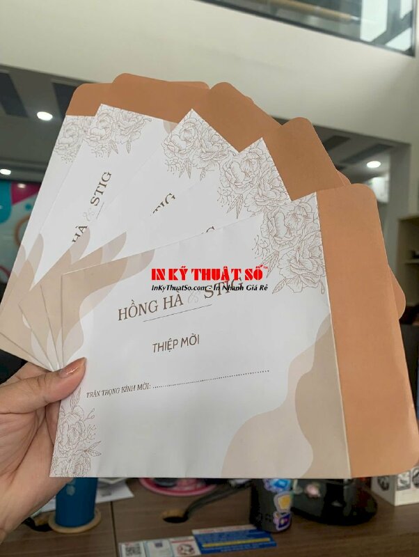 In bao thư đựng thiệp mời số lượng ít, bao thư 11.5x15.8 cm in 1 mặt dán gấp theo file - INKTS2832